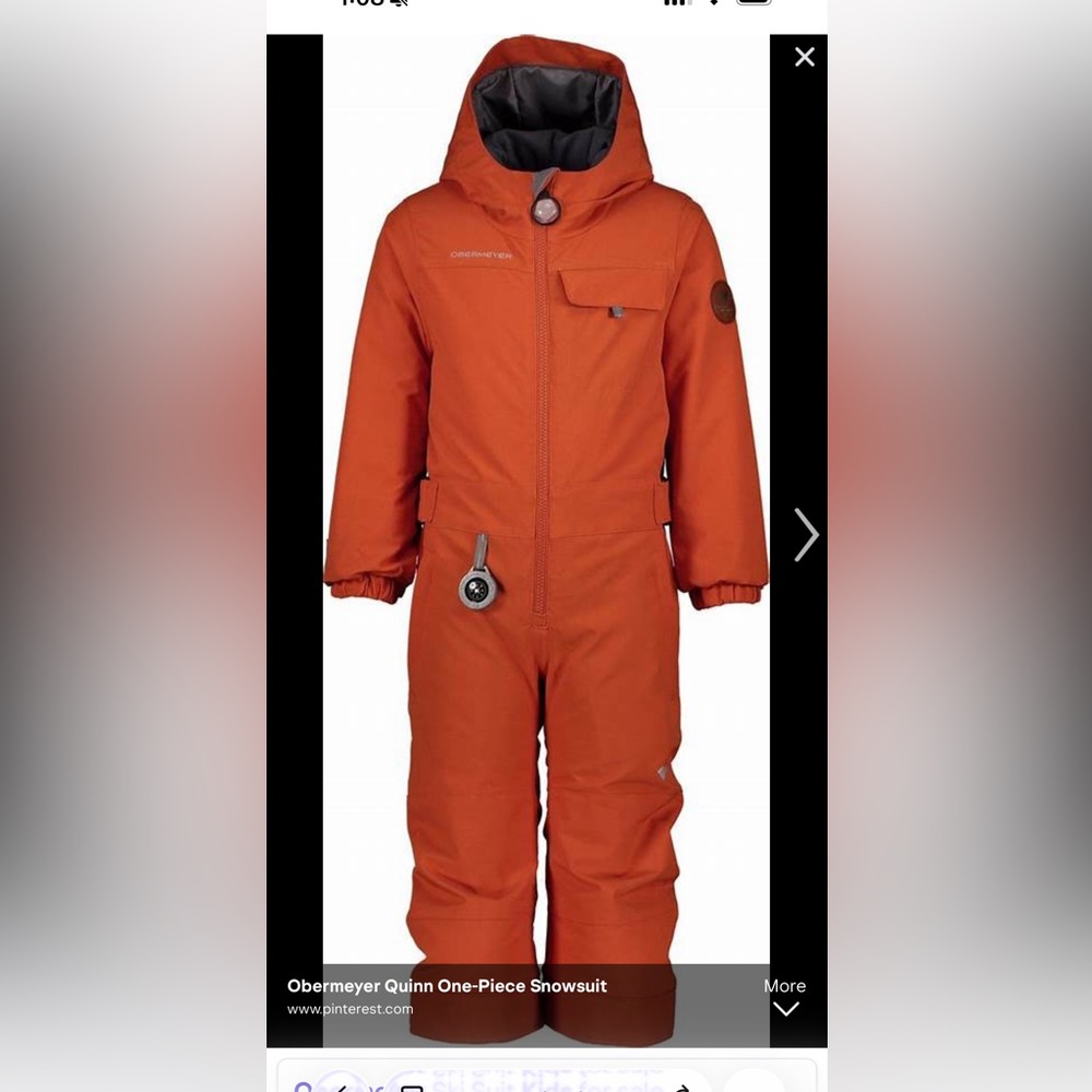 Obermeyer orange snow ski suit size 4